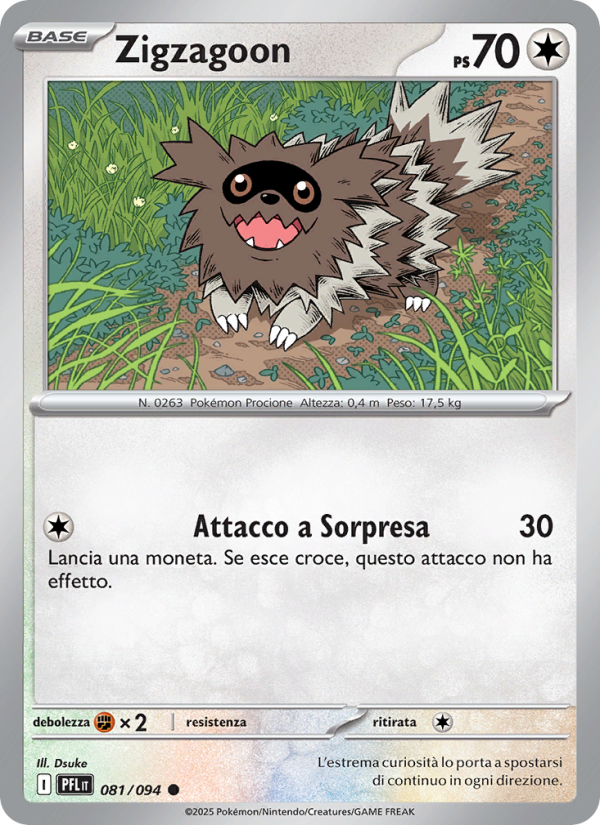 Zigzagoon 081/130 — Phantasmal Flames (Italian Pokémon TCG card)