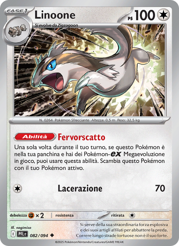 Linoone 082/130 — Phantasmal Flames (Italian Pokémon TCG card)