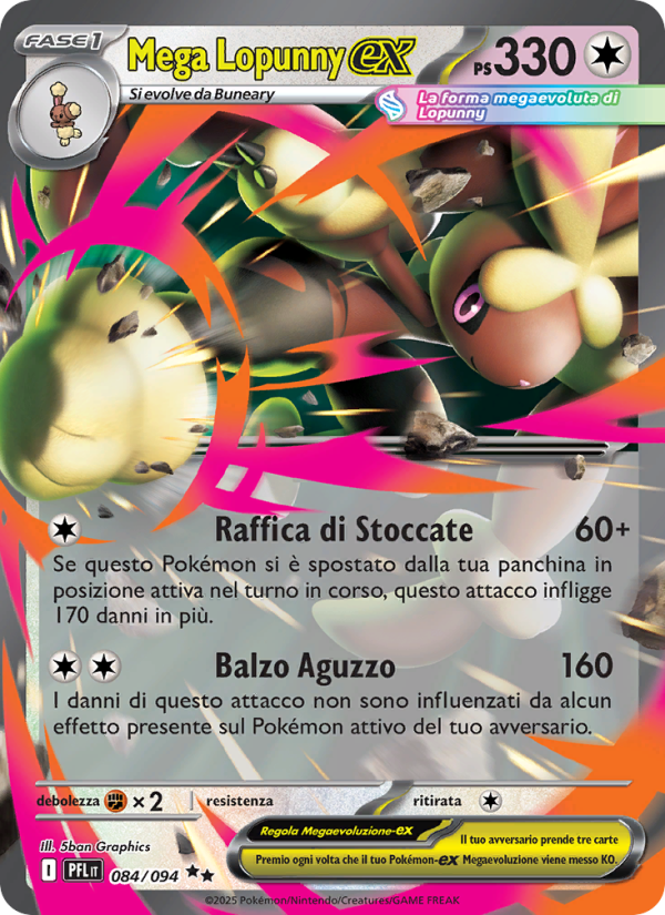 Mega Lopunny-ex 084/130 — Phantasmal Flames (Italian Pokémon TCG card)