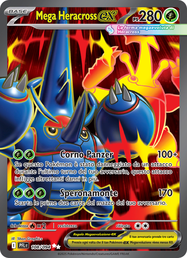 Mega Heracross-ex 108/130 — Phantasmal Flames (Italian Pokémon TCG card)