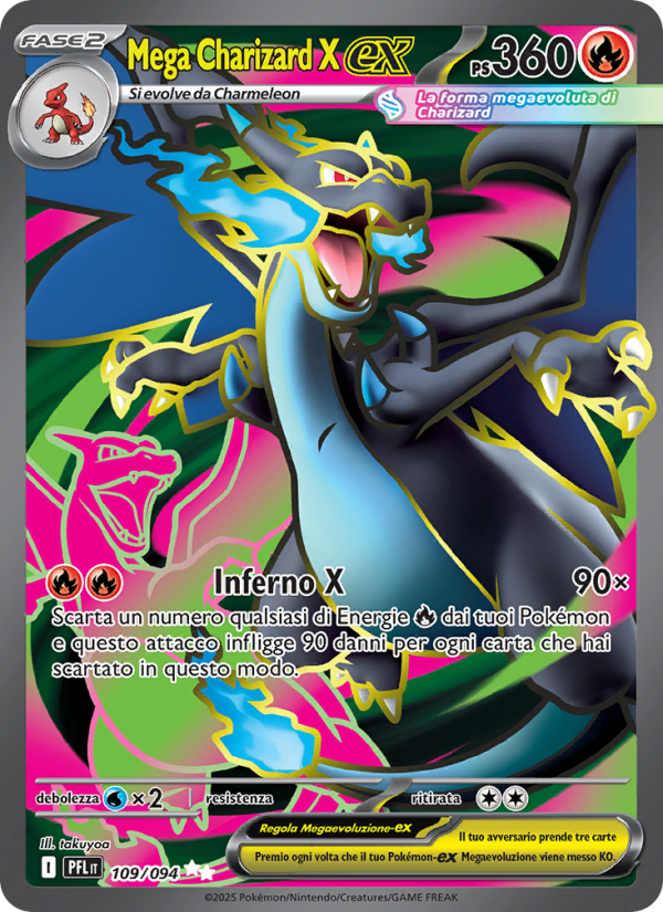 Mega Charizard X-ex 109/130 — Phantasmal Flames (Italian Pokémon TCG card)
