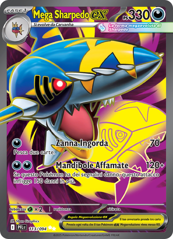 Mega Sharpedo-ex 113/130 — Phantasmal Flames (Italian Pokémon TCG card)