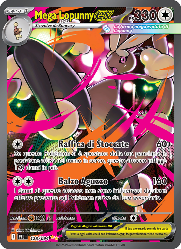 Mega Lopunny-ex 128/130 — Phantasmal Flames (Italian Pokémon TCG card)