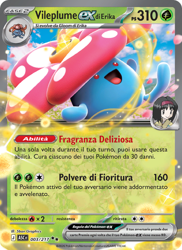 Vileplume-ex di Erika 003/217 — Ascesa Eroica (Italian Pokémon TCG card)
