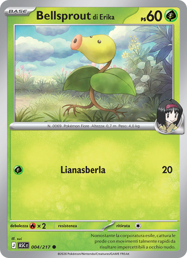 Bellsprout di Erika 004/217 — Ascesa Eroica (Italian Pokémon TCG card)