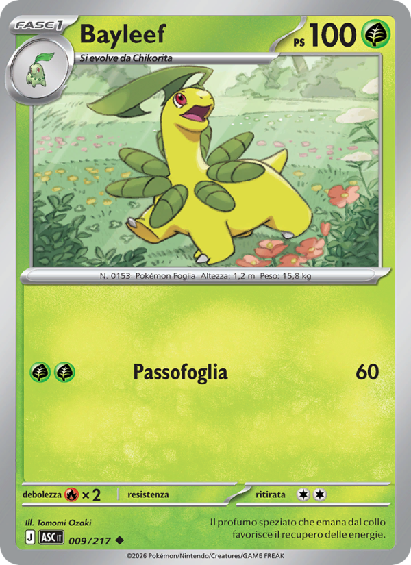 Bayleef 009/217 — Ascesa Eroica (Italian Pokémon TCG card)