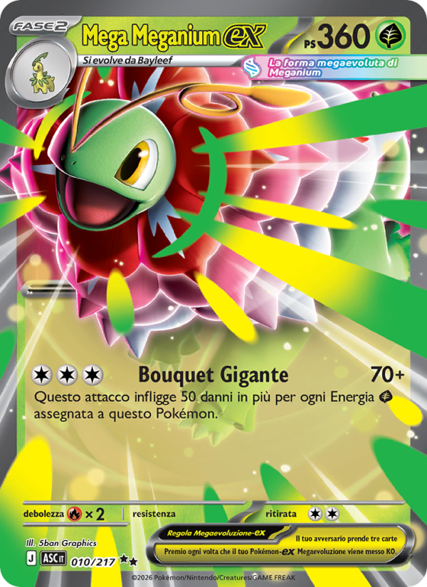 Mega Meganium-ex 010/217 — Ascesa Eroica (Italian Pokémon TCG card)