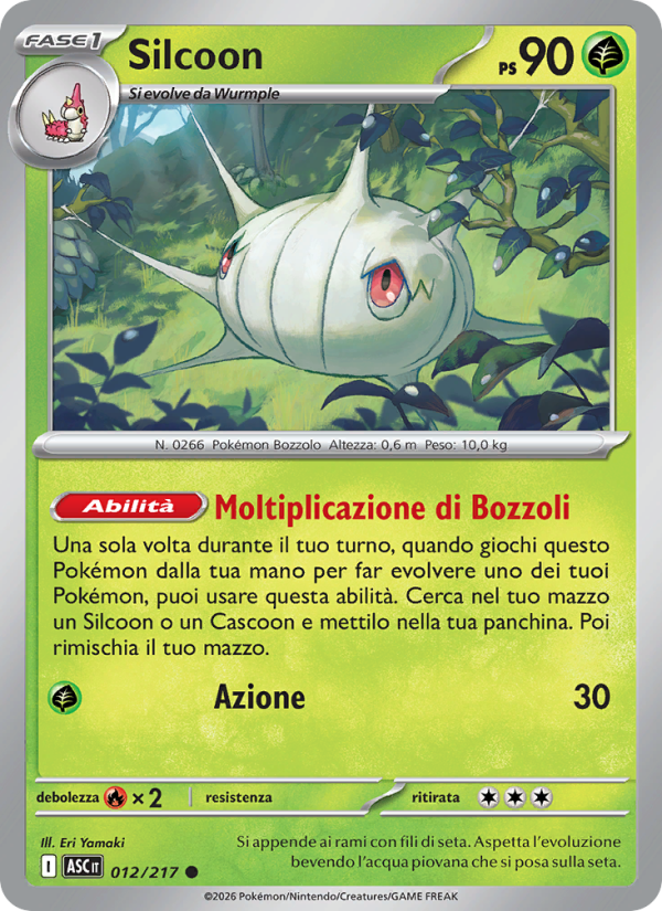 Silcoon 012/217 — Ascesa Eroica (Italian Pokémon TCG card)