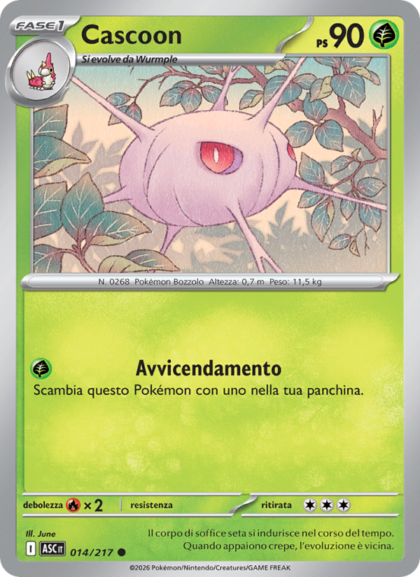 Cascoon 014/217 — Ascesa Eroica (Italian Pokémon TCG card)