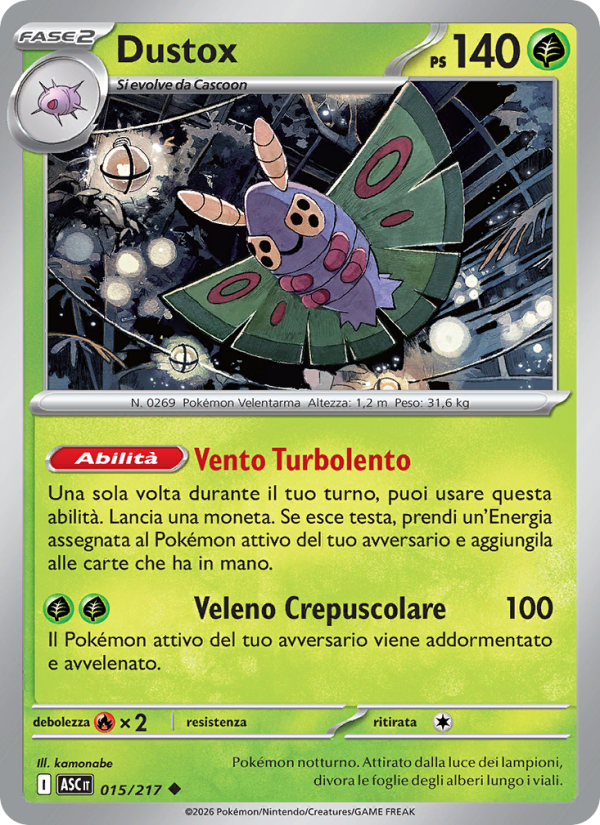 Dustox 015/217 — Ascesa Eroica (Italian Pokémon TCG card)