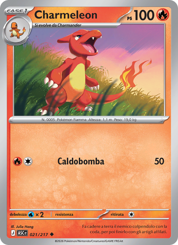 Charmeleon 021/217 — Ascesa Eroica (Italian Pokémon TCG card)