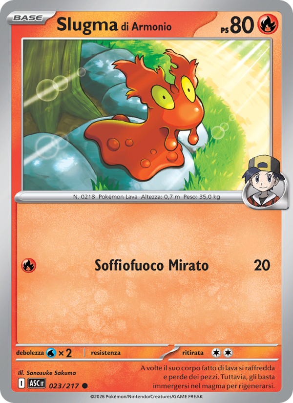 Slugma di Armonio 023/217 — Ascesa Eroica (Italian Pokémon TCG card)