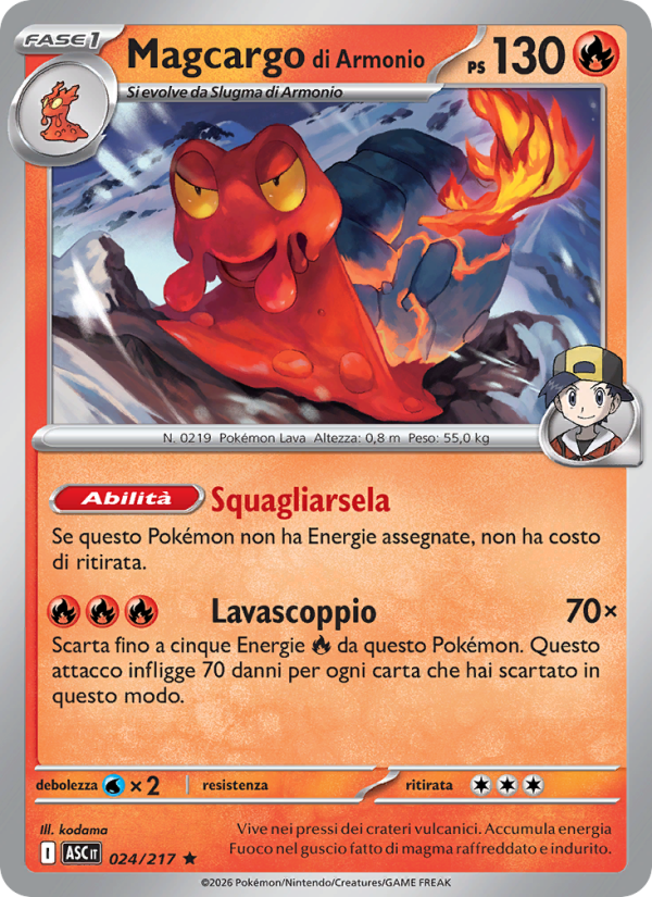 Magcargo di Armonio 024/217 — Ascesa Eroica (Italian Pokémon TCG card)