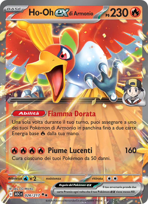 Ho-Oh-ex di Armonio 026/217 — Ascesa Eroica (Italian Pokémon TCG card)