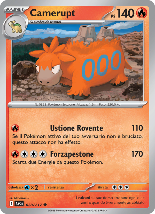 Camerupt 028/217 — Ascesa Eroica (Italian Pokémon TCG card)