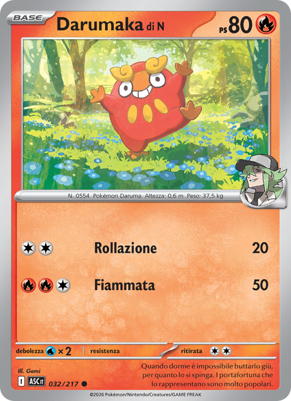 Darumaka di N 032/217 — Ascesa Eroica (Italian Pokémon TCG card)