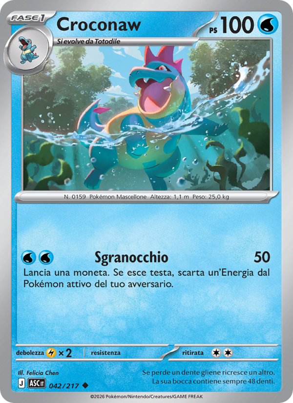 Croconaw 042/217 — Ascesa Eroica (Italian Pokémon TCG card)