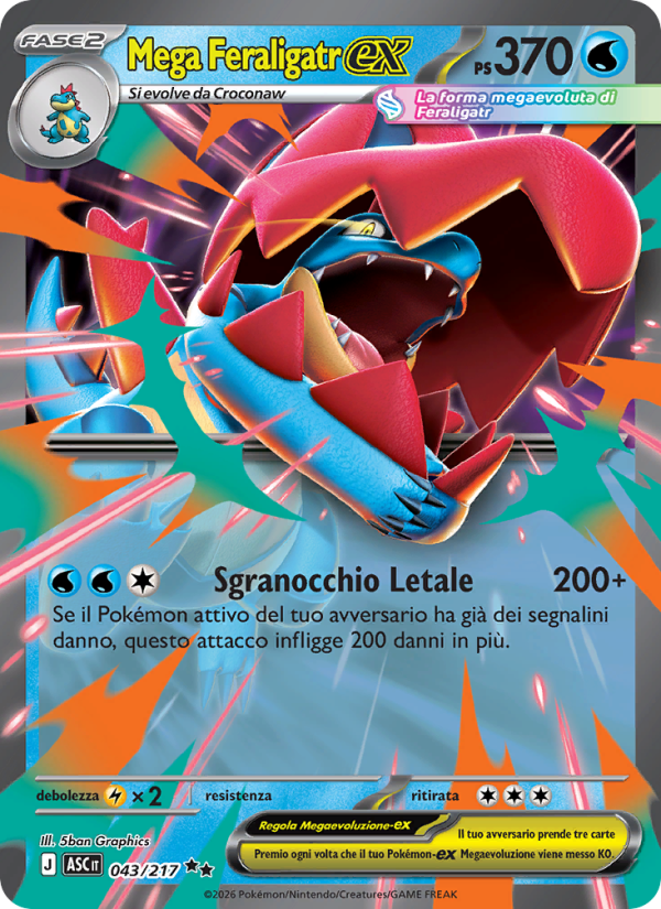 Mega Feraligatr-ex 043/217 — Ascesa Eroica (Italian Pokémon TCG card)