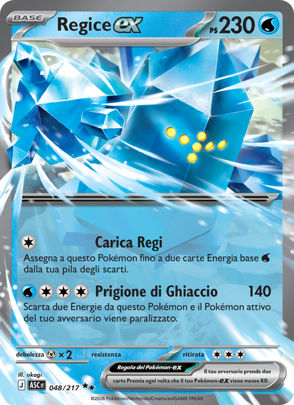 Regice-ex 048/217 — Ascesa Eroica (Italian Pokémon TCG card)
