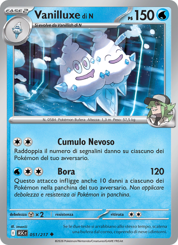 Vanilluxe di N 051/217 — Ascesa Eroica (Italian Pokémon TCG card)