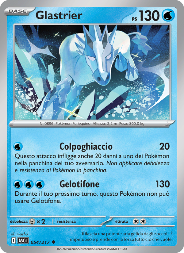 Glastrier 054/217 — Ascesa Eroica (Italian Pokémon TCG card)