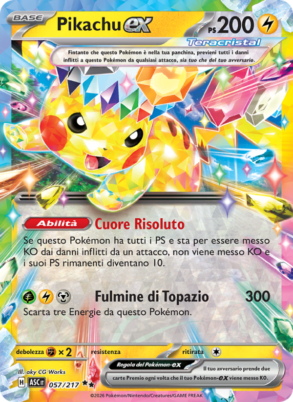 Pikachu-ex 057/217 — Ascesa Eroica (Italian Pokémon TCG card)
