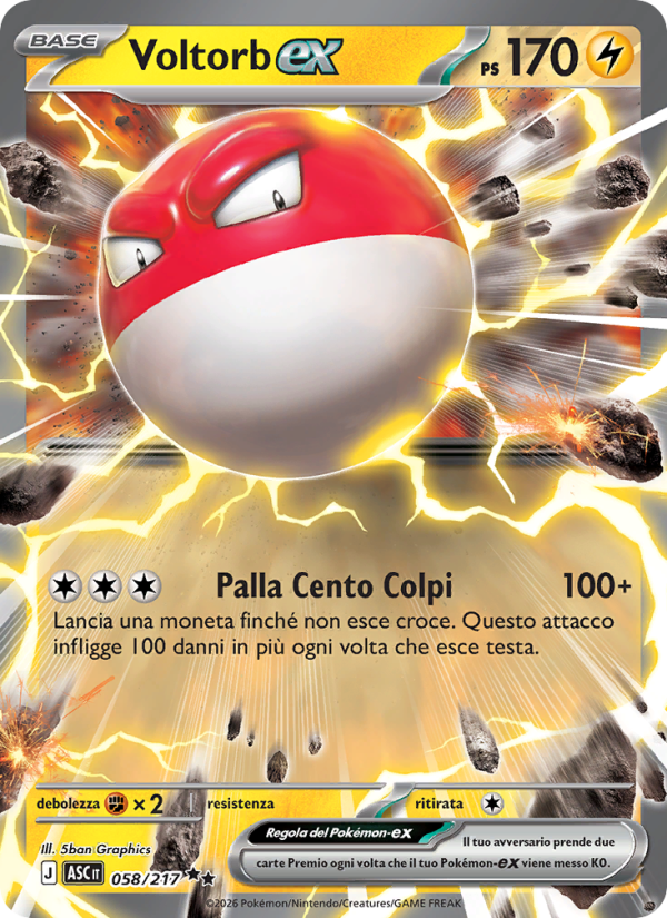 Voltorb-ex 058/217 — Ascesa Eroica (Italian Pokémon TCG card)