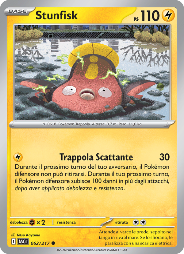 Stunfisk 062/217 — Ascesa Eroica (Italian Pokémon TCG card)