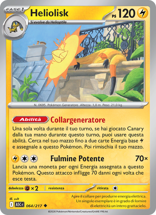 Heliolisk 064/217 — Ascesa Eroica (Italian Pokémon TCG card)