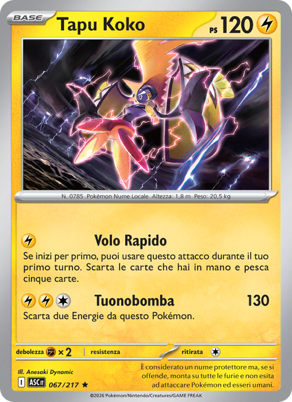 Tapu Koko 067/217 — Ascesa Eroica (Italian Pokémon TCG card)