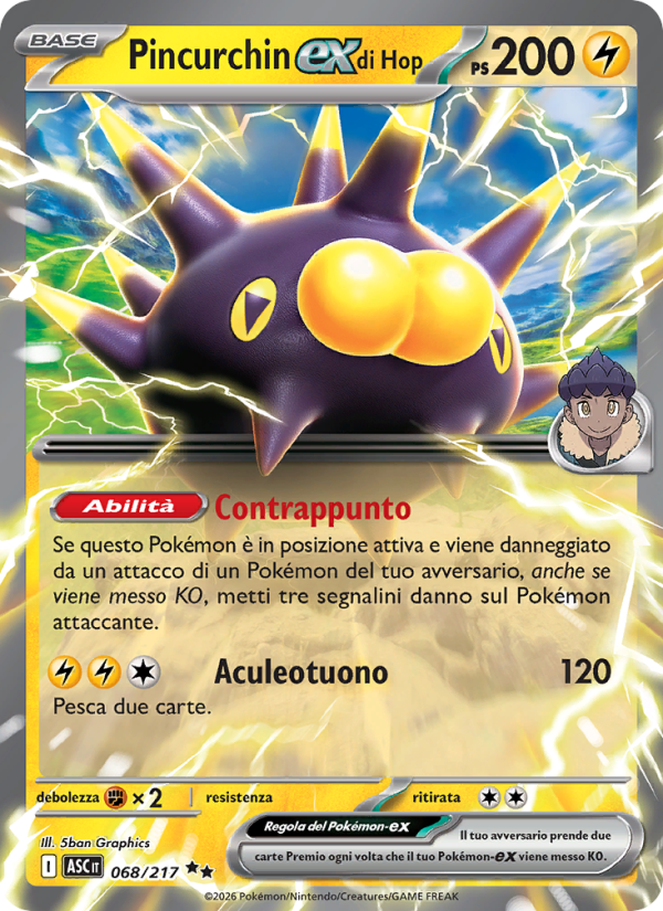 Pincurchin-ex di Hop 068/217 — Ascesa Eroica (Italian Pokémon TCG card)