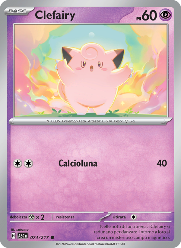 Clefairy 074/217 — Ascesa Eroica (Italian Pokémon TCG card)