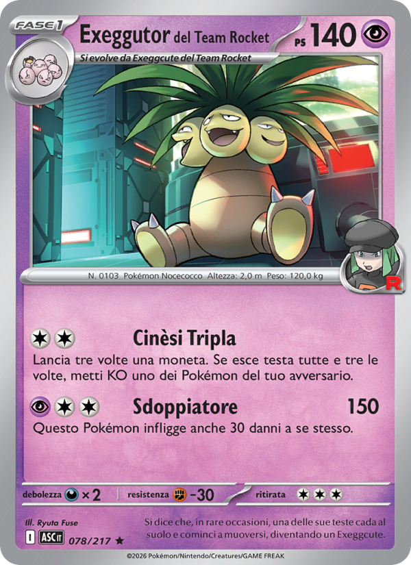 Exeggutor del Team Rocket 078/217 — Ascesa Eroica (Italian Pokémon TCG card)