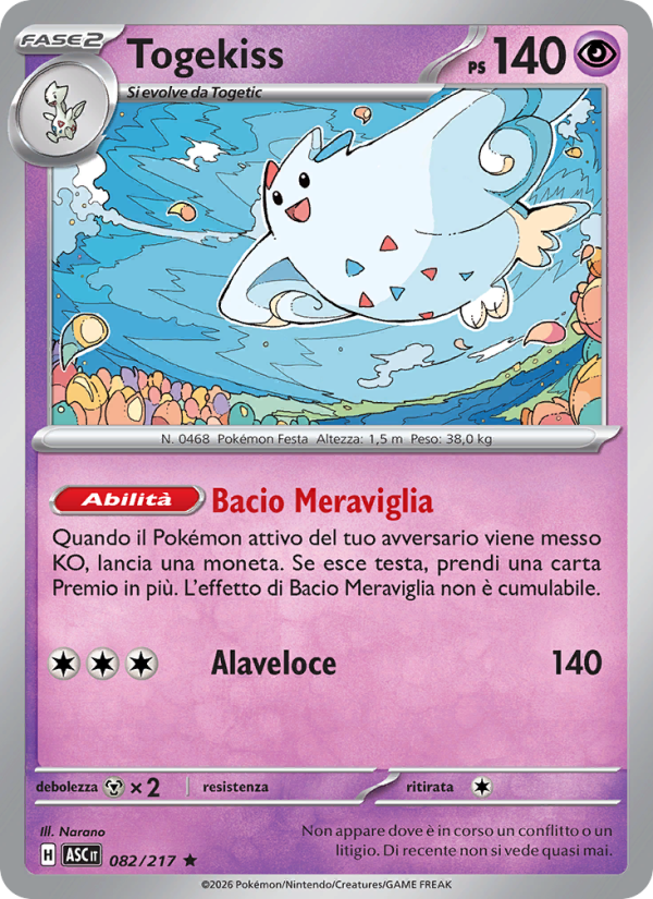 Togekiss 082/217 — Ascesa Eroica (Italian Pokémon TCG card)