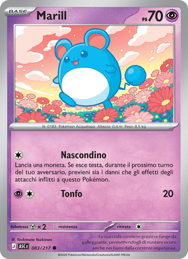 Marill 083/217 — Ascesa Eroica (Italian Pokémon TCG card)