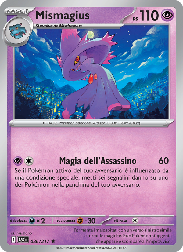 Mismagius 086/217 — Ascesa Eroica (Italian Pokémon TCG card)