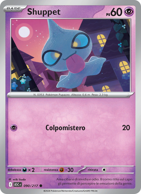 Shuppet 090/217 — Ascesa Eroica (Italian Pokémon TCG card)