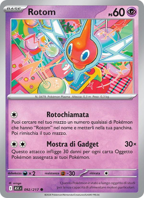 Rotom 092/217 — Ascesa Eroica (Italian Pokémon TCG card)