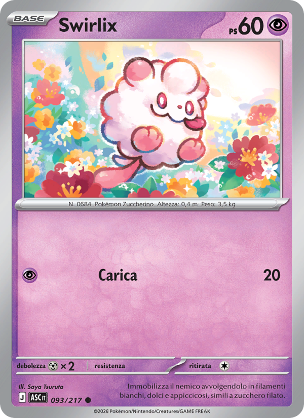 Swirlix 093/217 — Ascesa Eroica (Italian Pokémon TCG card)