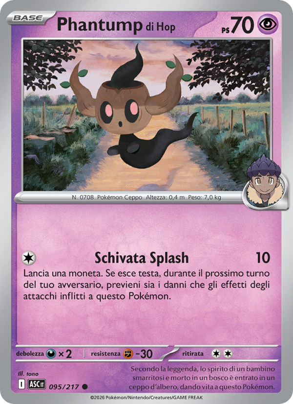 Phantump di Hop 095/217 — Ascesa Eroica (Italian Pokémon TCG card)