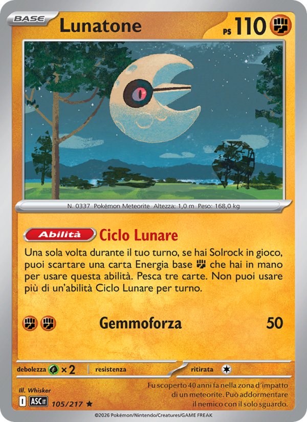 Lunatone 105/217 — Ascesa Eroica (Italian Pokémon TCG card)