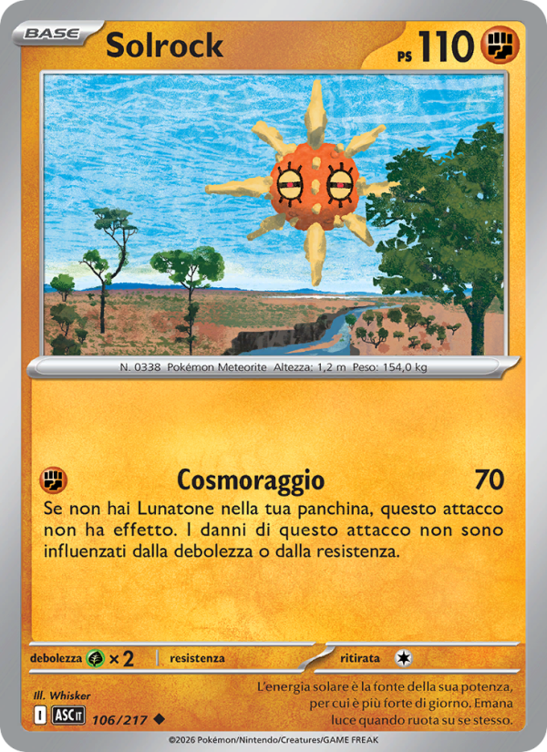 Solrock 106/217 — Ascesa Eroica (Italian Pokémon TCG card)