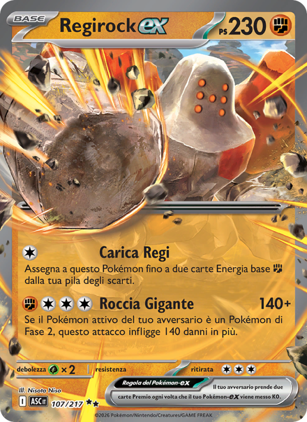 Regirock-ex 107/217 — Ascesa Eroica (Italian Pokémon TCG card)