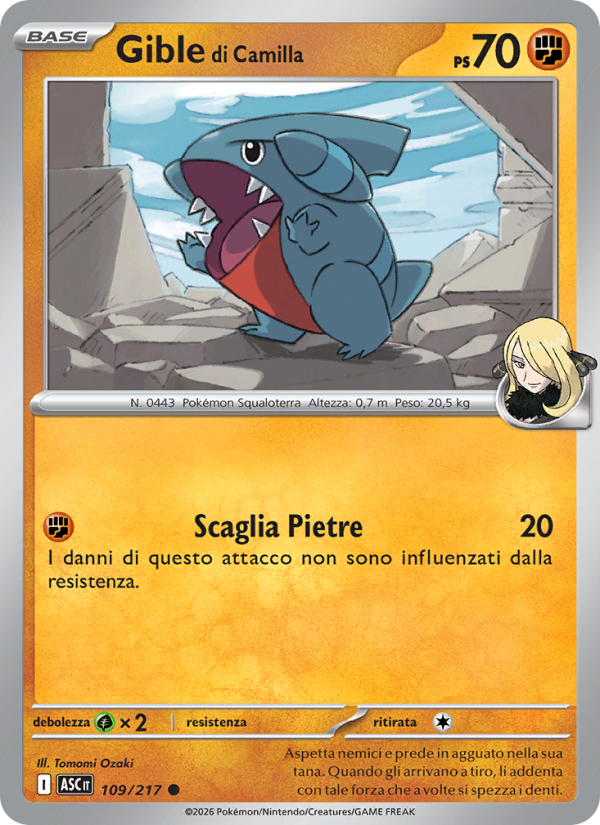 Gible di Camilla 109/217 — Ascesa Eroica (Italian Pokémon TCG card)