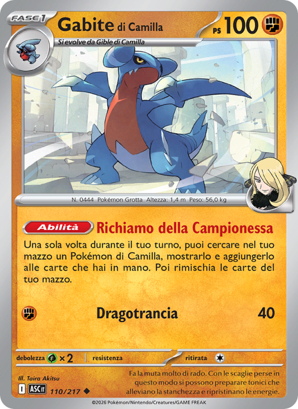 Gabite di Camilla 110/217 — Ascesa Eroica (Italian Pokémon TCG card)