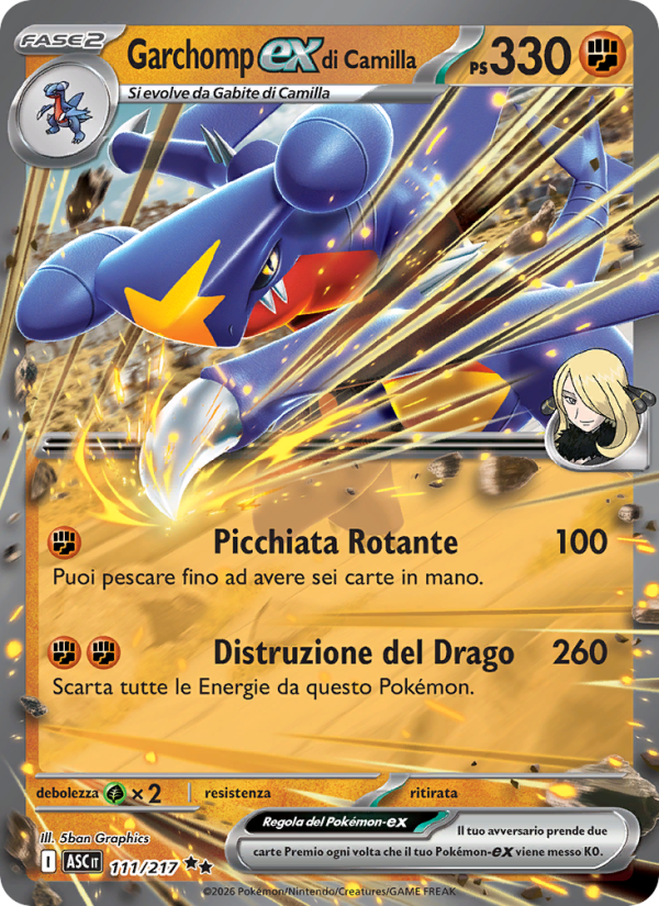 Garchomp-ex di Camilla 111/217 — Ascesa Eroica (Italian Pokémon TCG card)