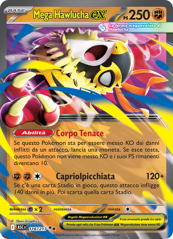 Mega Hawlucha-ex 116/217 — Ascesa Eroica (Italian Pokémon TCG card)