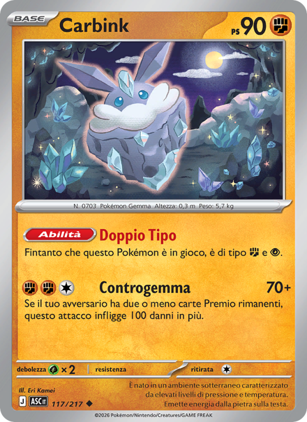 Carbink 117/217 — Ascesa Eroica (Italian Pokémon TCG card)