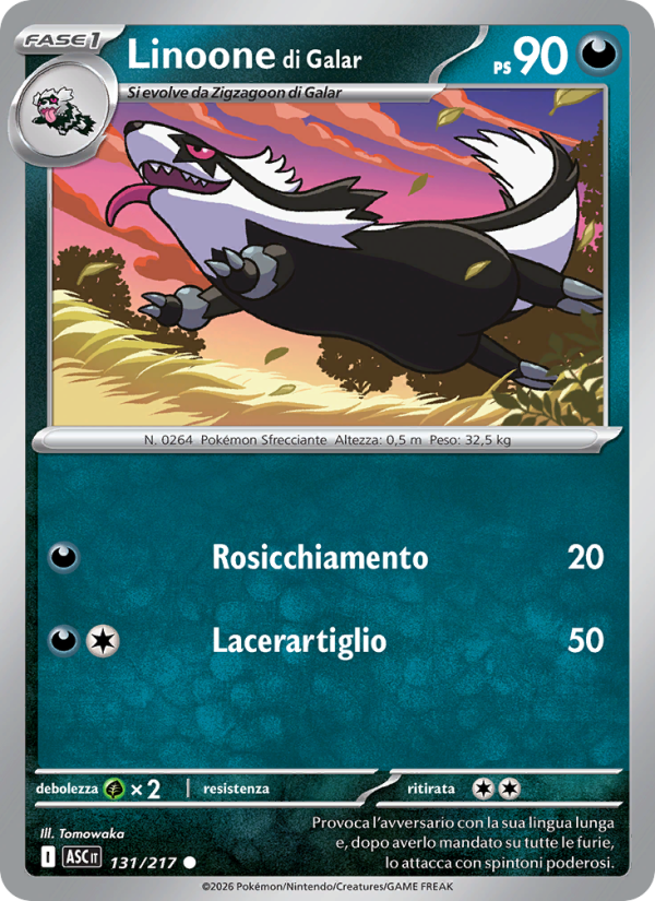 Linoone di Galar 131/217 — Ascesa Eroica (Italian Pokémon TCG card)