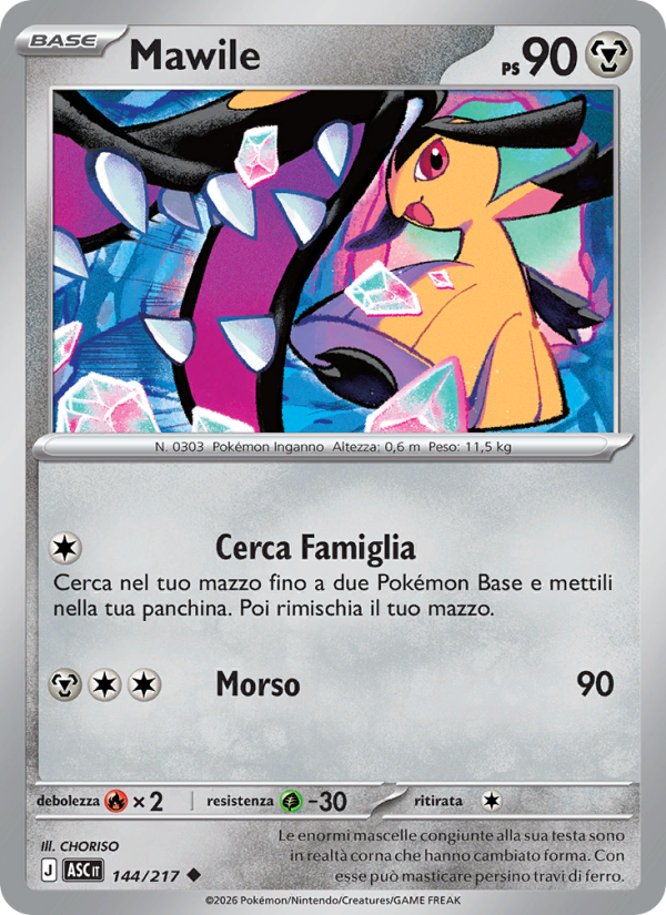 Mawile 144/217 — Ascesa Eroica (Italian Pokémon TCG card)
